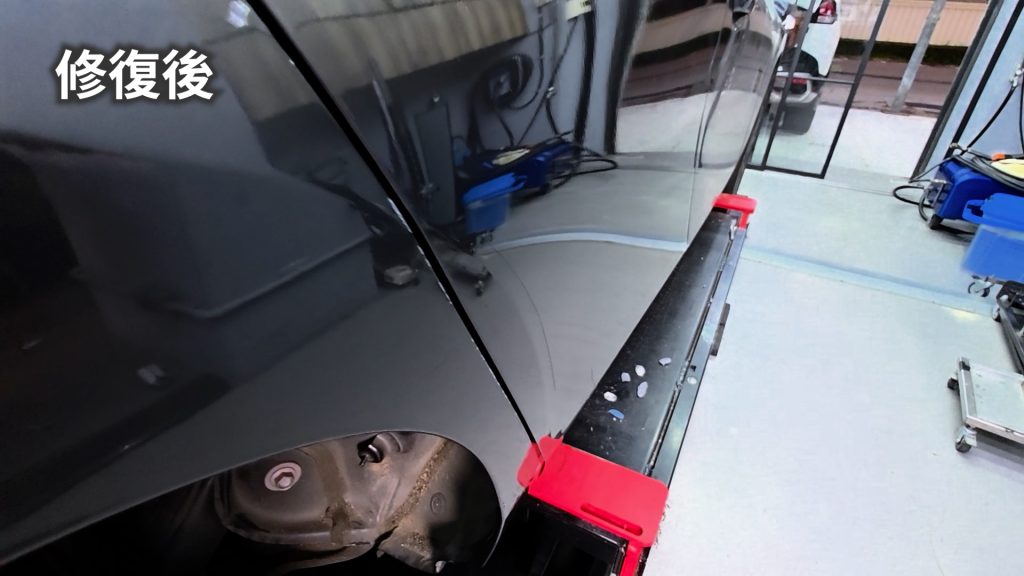 Mazda 3 後葉子板免烤漆凹痕修復後成果