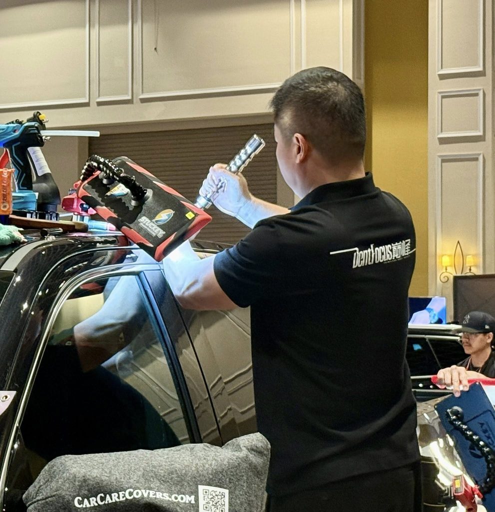 老吳修理B柱凹痕